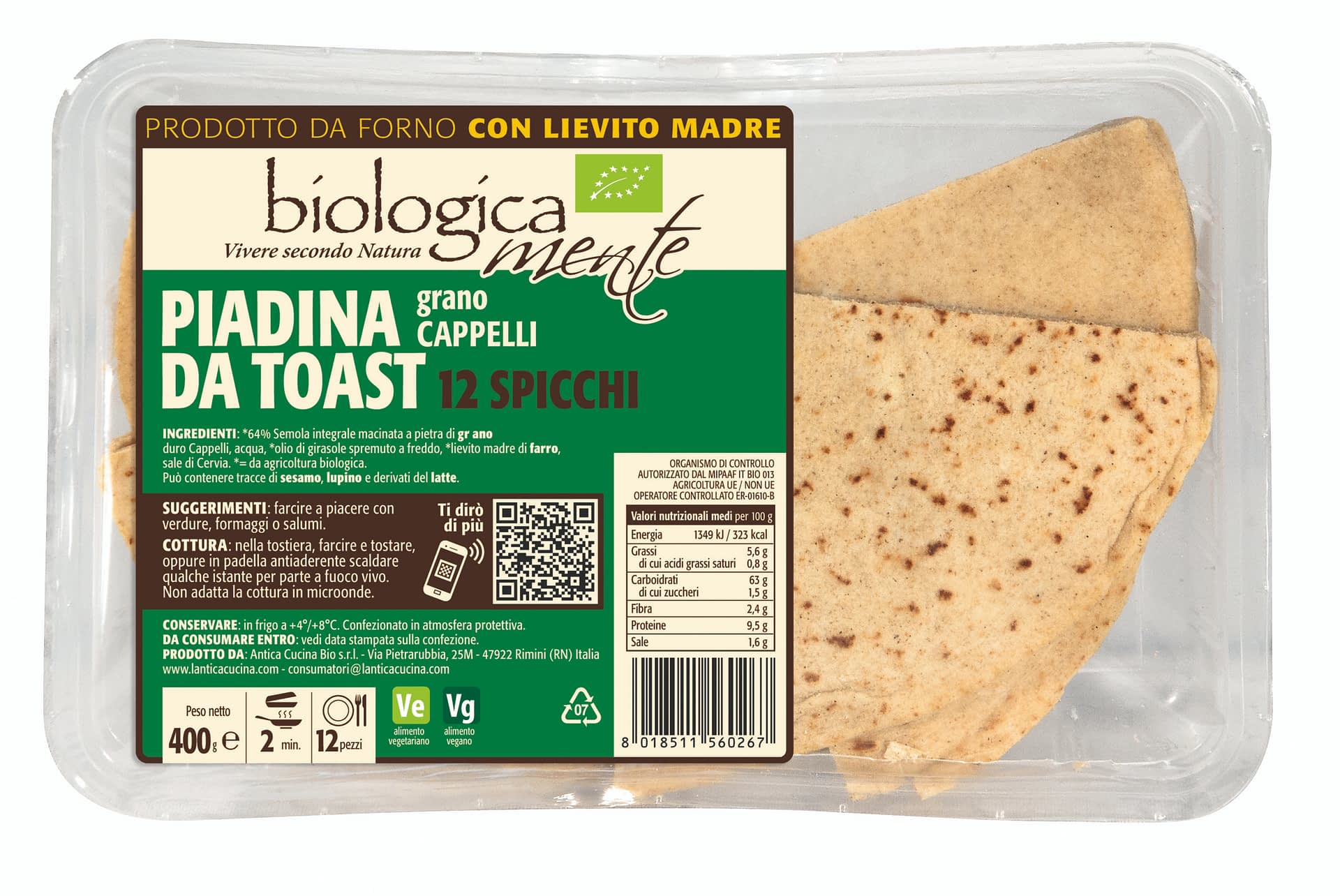 SPICCHI PIADINA DA TOAST - 10 PEZZI - Antica Cucina Bio